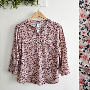 Hasting & Smith Floral Knit Top 3/4 Sleeves NWT Petite Small